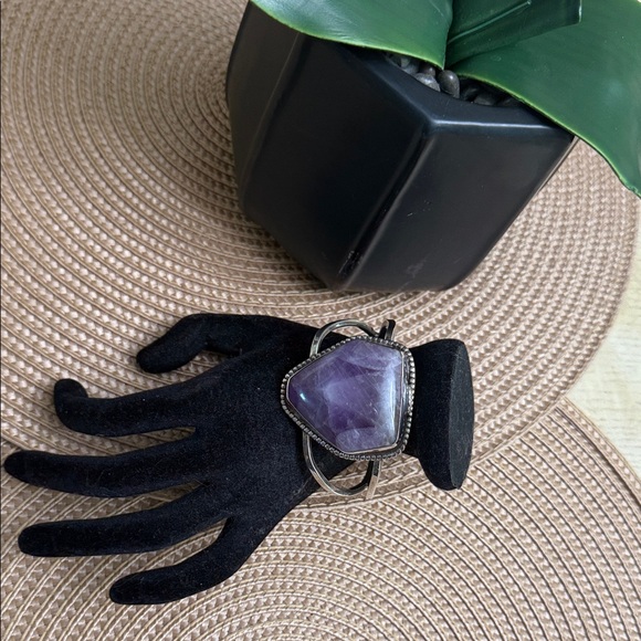 Sterling Silver Cuff  with amethyst Precious stone. - Picture 2 of 7